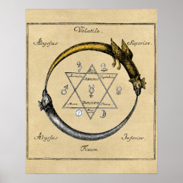 Pôster Dragão e Serpente Ouroboros Mandala