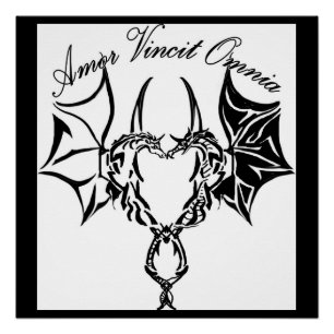Pôster dragão e unicórnio, amor vincit omnia poster