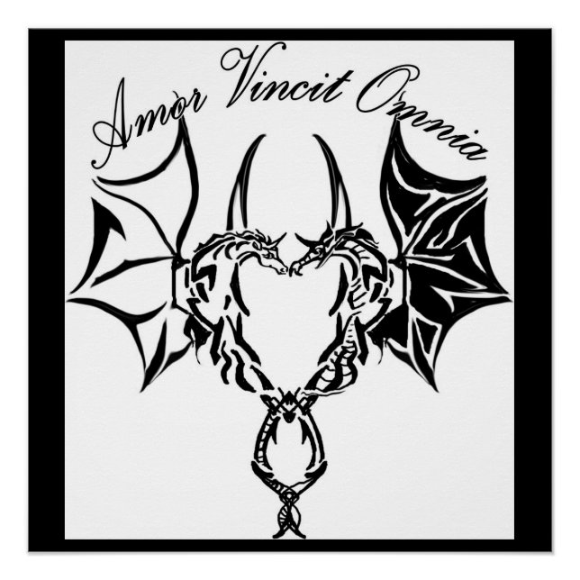 Pôster dragão e unicórnio, amor vincit omnia poster (Frente)