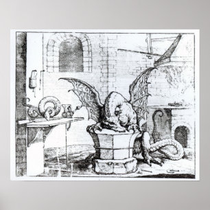 Poster Dragão em uma oficina