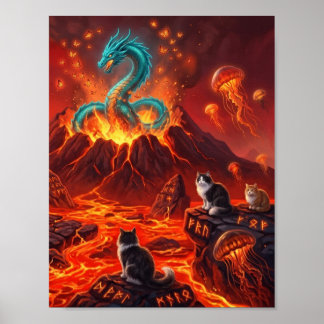 Poster dragão flamejante