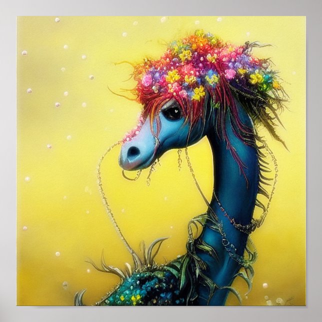 Poster dragão floral fantasia    (Frente)