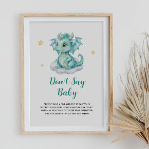Poster Dragão Fofo Não diga Bebê