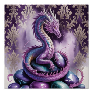 Pôster Dragão Gótico Místico Roxo
