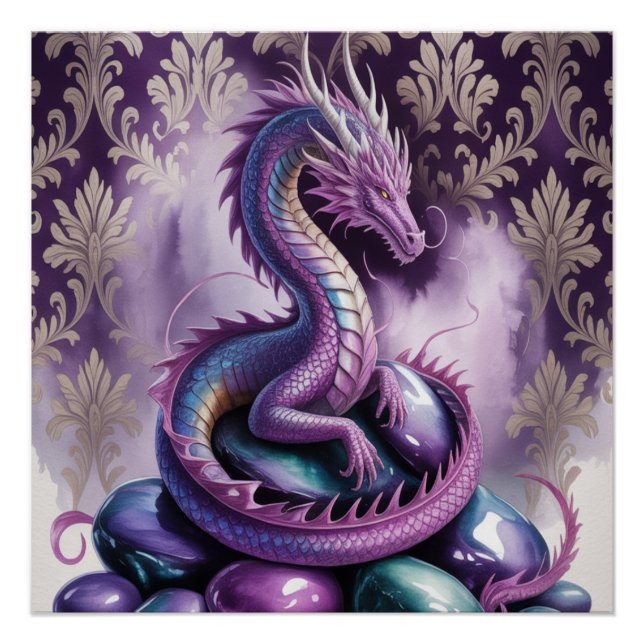 Pôster Dragão Gótico Místico Roxo (Frente)