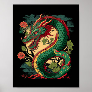 Poster Dragão Japonês Anime Japão Dragões Chineses Tatuag