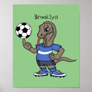 Poster Dragão Komodo engraçado bonito jogando cartoon d