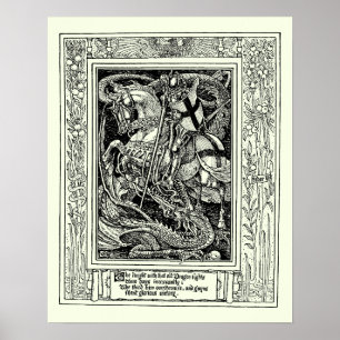 Poster Dragão medieval da execução do cavaleiro do