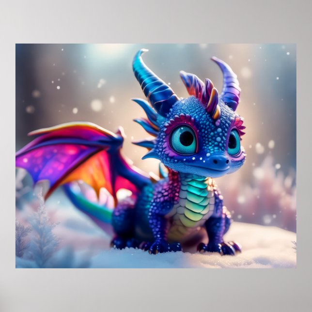 Poster Dragão na neve. (Frente)