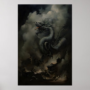 Poster Dragão Negro Dark Academia, Ano Novo Chinês, Vaca
