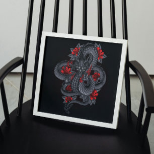 Poster Dragão Negro, Rosas vermelhas
