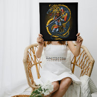 Dragão Ouro japonês e Guerreiro Samurai