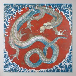 Poster Dragão por Katsushika Hokusai