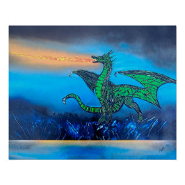 Pôster Dragão que respira chamas