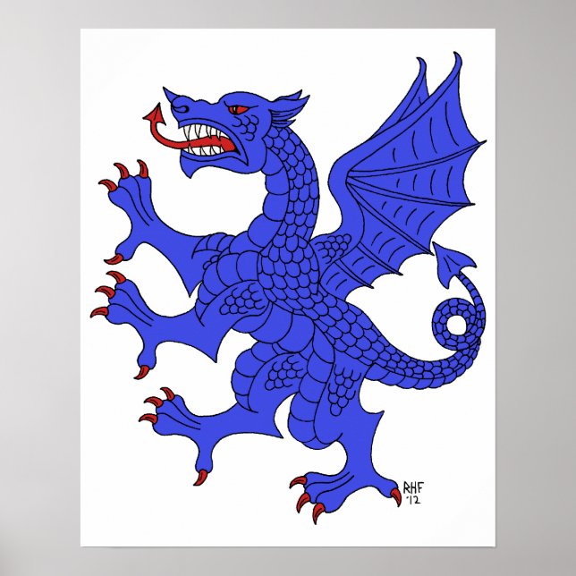 Poster Dragão Rampante Azul (Frente)