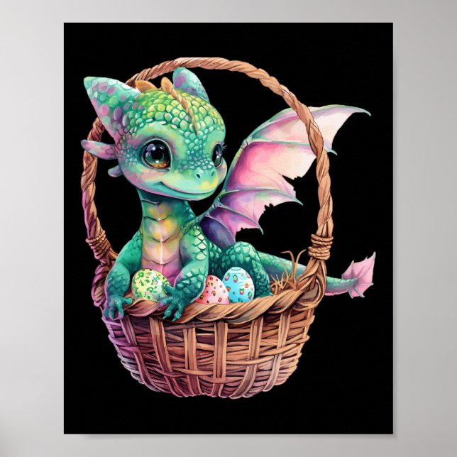 Poster Dragão Verde-Cento, Páscoa, Caça De Ovos (Frente)