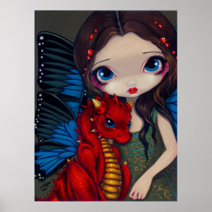Poster Dragão vermelho do bebê que dragonling o impress