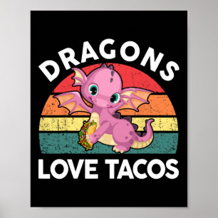 Poster Dragões Adoram Taco Camisa Cinco Mayo Engraçado Me