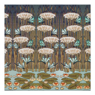 Pôster Dragões Água Lírios Marsh Art Nouveau