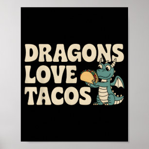 Poster Dragões Amam Tacos Fofo Cinco De Maio Comida Mexic