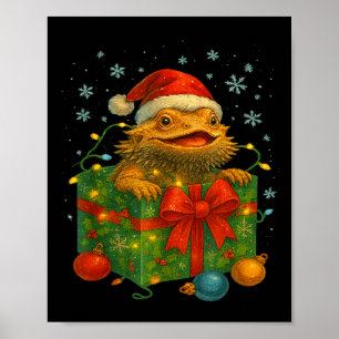 Poster Dragões Barbudos Engraçados Luzes de Natal da Árvo