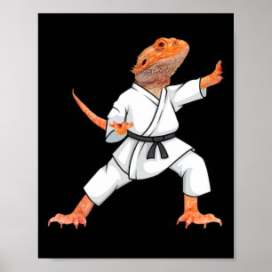 Poster Dragões engraçados fazendo Karate Samurai Ninja L