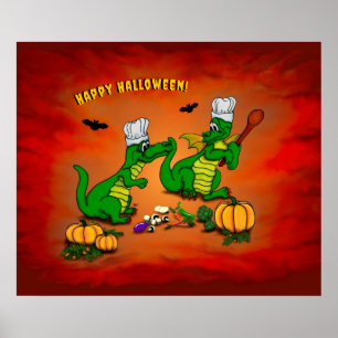 Poster Dragões - Feliz Halloween! Hoje eu vou cozinhar