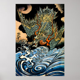 Poster Dragon and Waves I