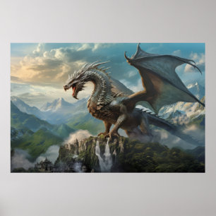 Poster Dragon Animal Creatation Fantasy Colorful Wall Art
