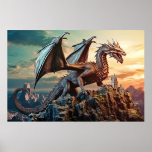 Poster Dragon Animal Creatation Fantasy Colorful Wall Art