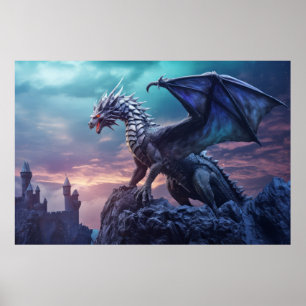 Poster Dragon Animal Creatation Fantasy Colorful Wall Art