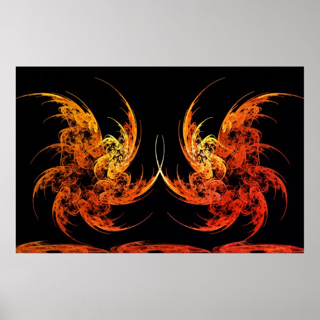 Poster Dragon Batalha Fractal Art (Frente)