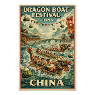 Pôster Dragon Boat Festival (Duanwu Festival) in China 