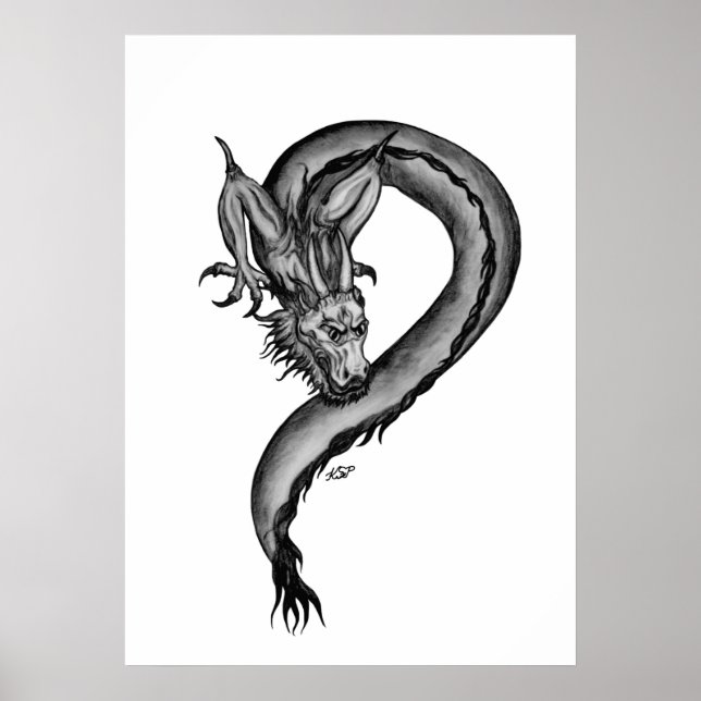 Poster Dragon in Tattoo Style (Frente)