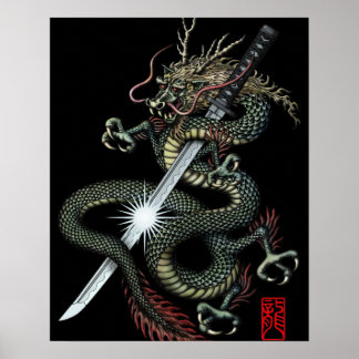 Pôster Dragon katana3
