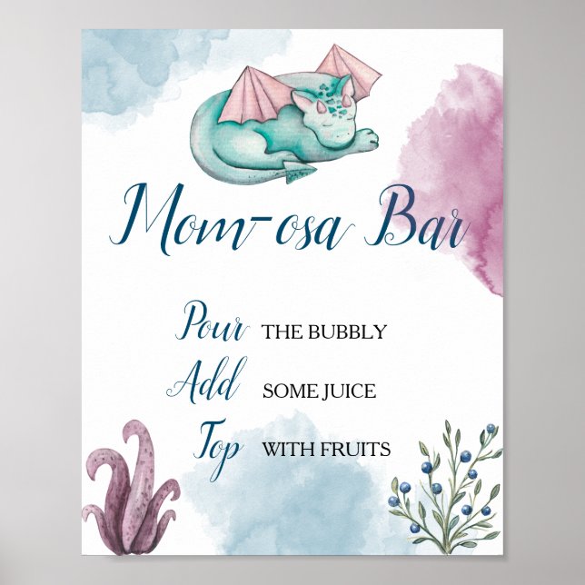Poster Dragon Mom-osa Bar Mimosa Bar Display Sign (Frente)