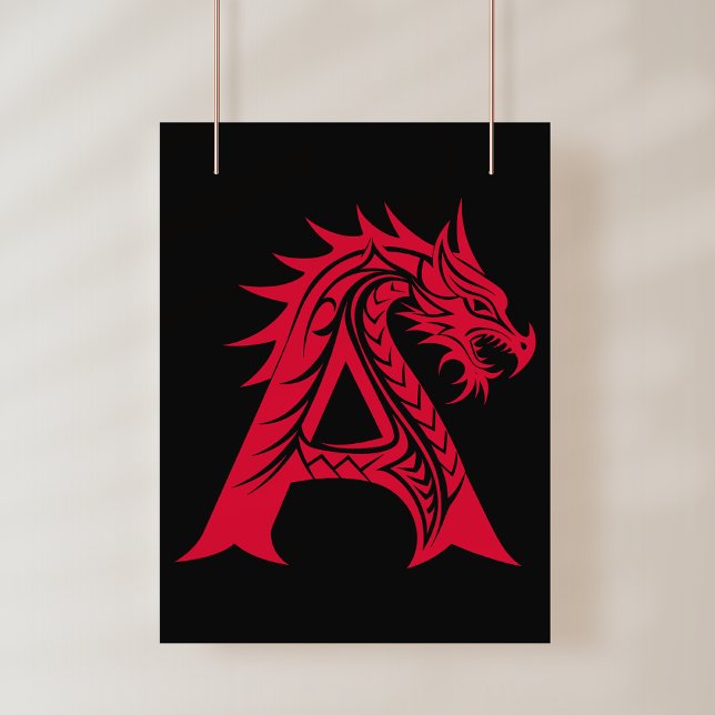 Poster Dragon Styled Letter A, Dragon Alphabet, Monogram (Criador carregado)