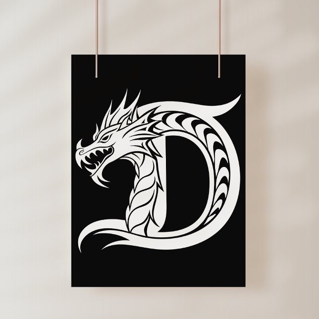 Poster Dragon Styled Letter D, Dragon Alphabet, Monogram (Criador carregado)