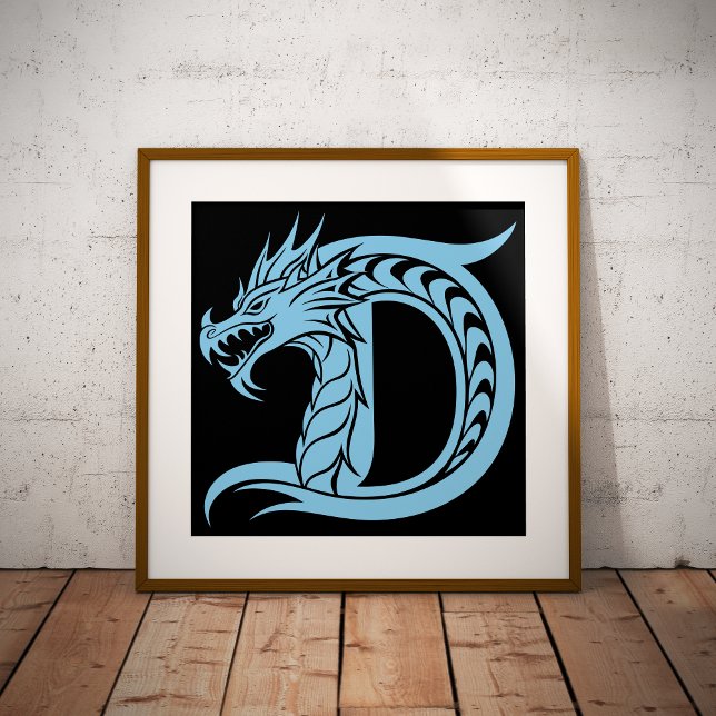 Poster Dragon Styled Letter D, Dragon Alphabet, Monogram (Criador carregado)