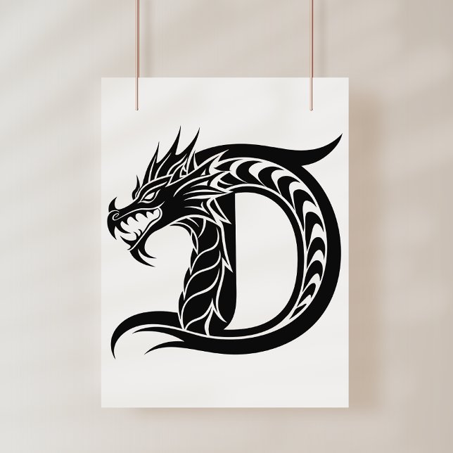 Poster Dragon Styled Letter D, Dragon Alphabet, Monogram (Criador carregado)