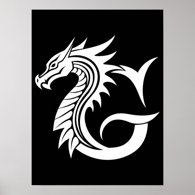 Poster Dragon Styled Letter G, Dragon Alphabet, Monogram (Frente)