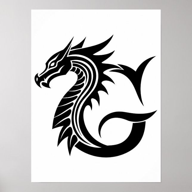 Poster Dragon Styled Letter G, Dragon Alphabet, Monogram (Frente)
