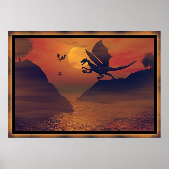 Poster Dragon Sunset By Michelle Wilder (Frente)