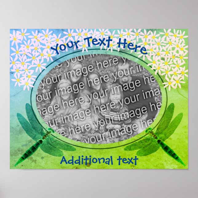 Poster Dragonflies Daisies Fotografia Crie seu próprio (Frente)