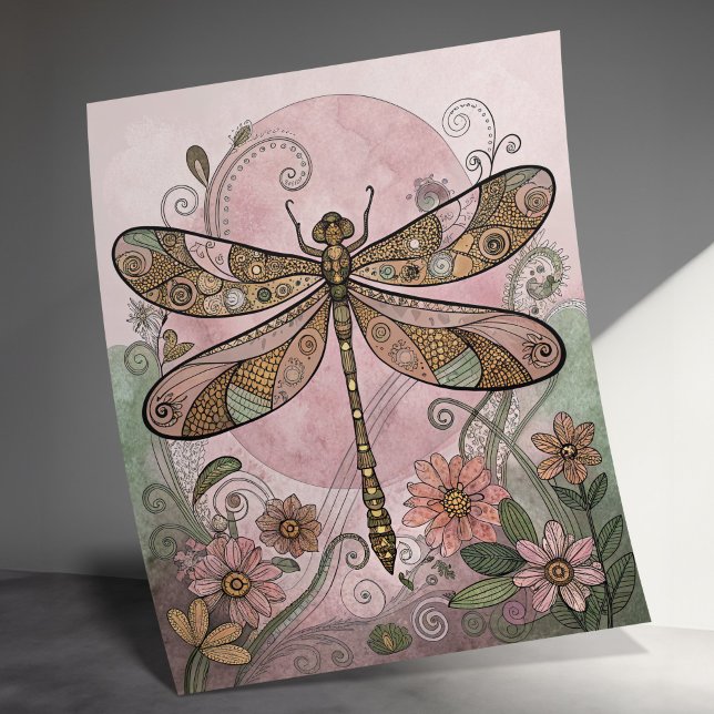 Poster Dragonfly Art Impressão, Boho Wall Decor, (Criador carregado)