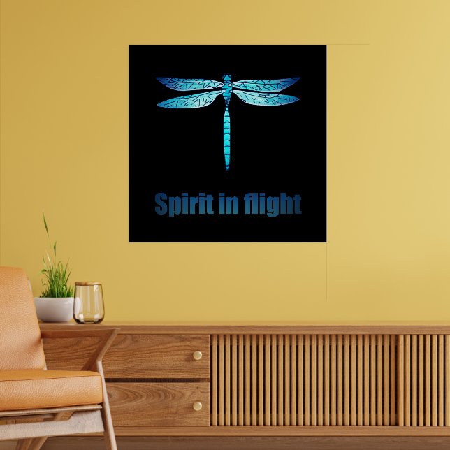 Poster Dragonfly Azul na Ilustração de Voo (Sala de Estar 2)