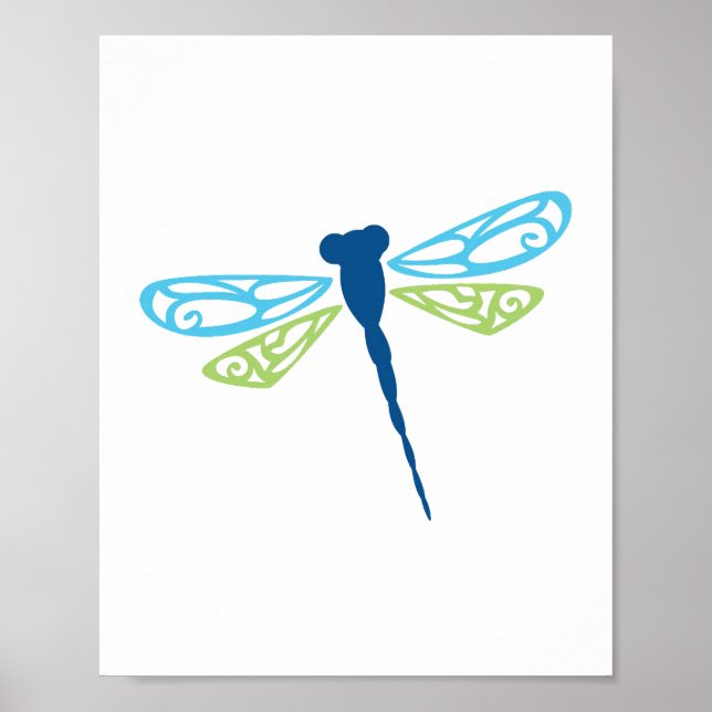 Poster Dragonfly Azul & Verde (Frente)