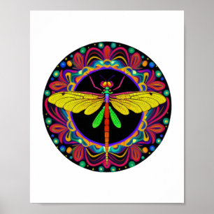 Poster Dragonfly Belo, colorido e ornamentado