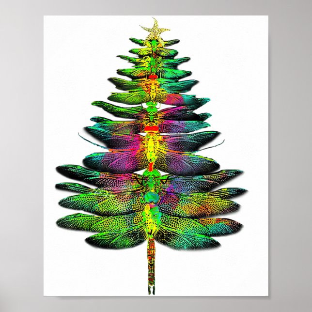 Poster Dragonfly Christmas Tree Dragonfly Xmas  (Frente)