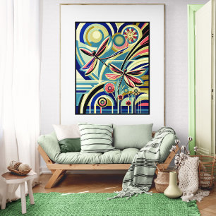 Poster Dragonfly Dance: Um Voo Art Deco